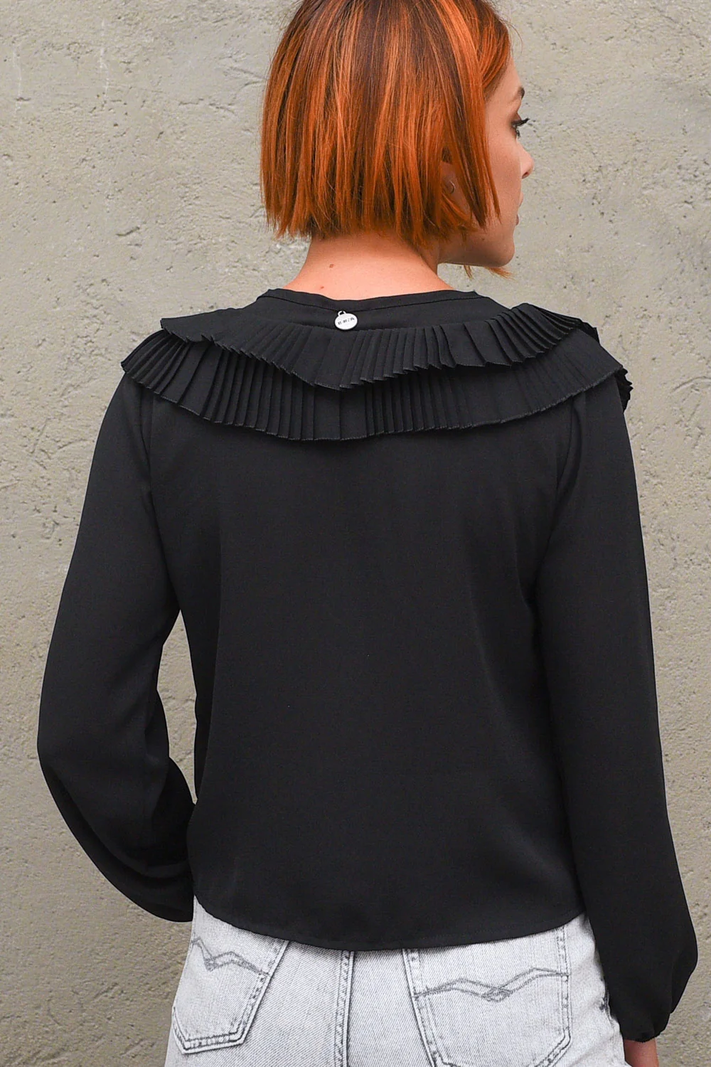 Camicia Gale Plissé - Nero - Image 3