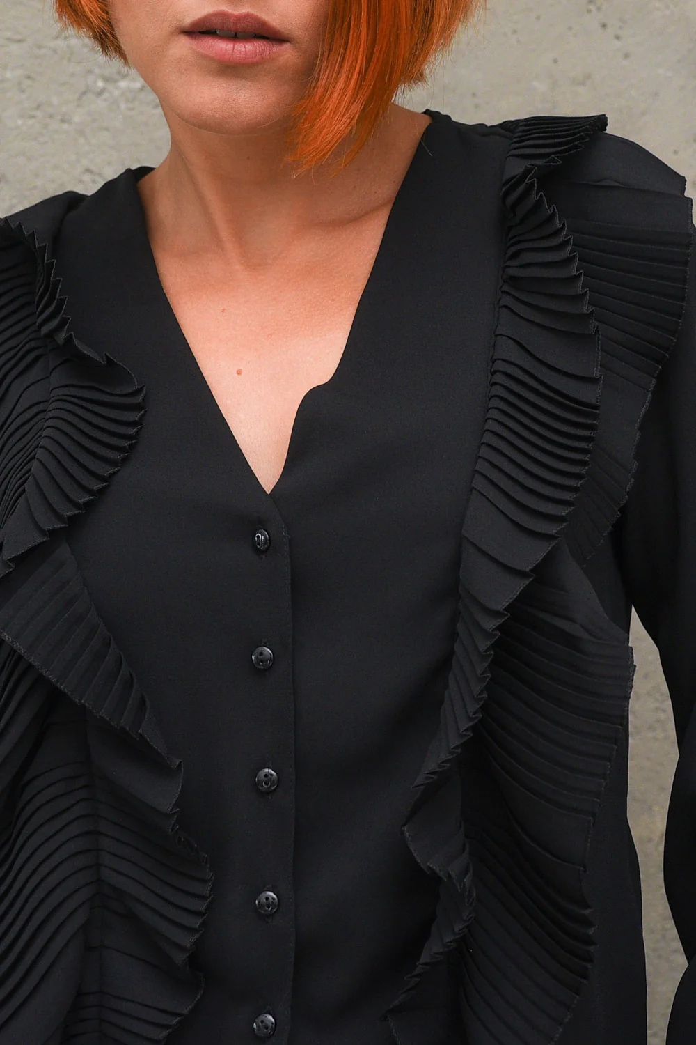 Camicia Gale Plissé - Nero - Image 4