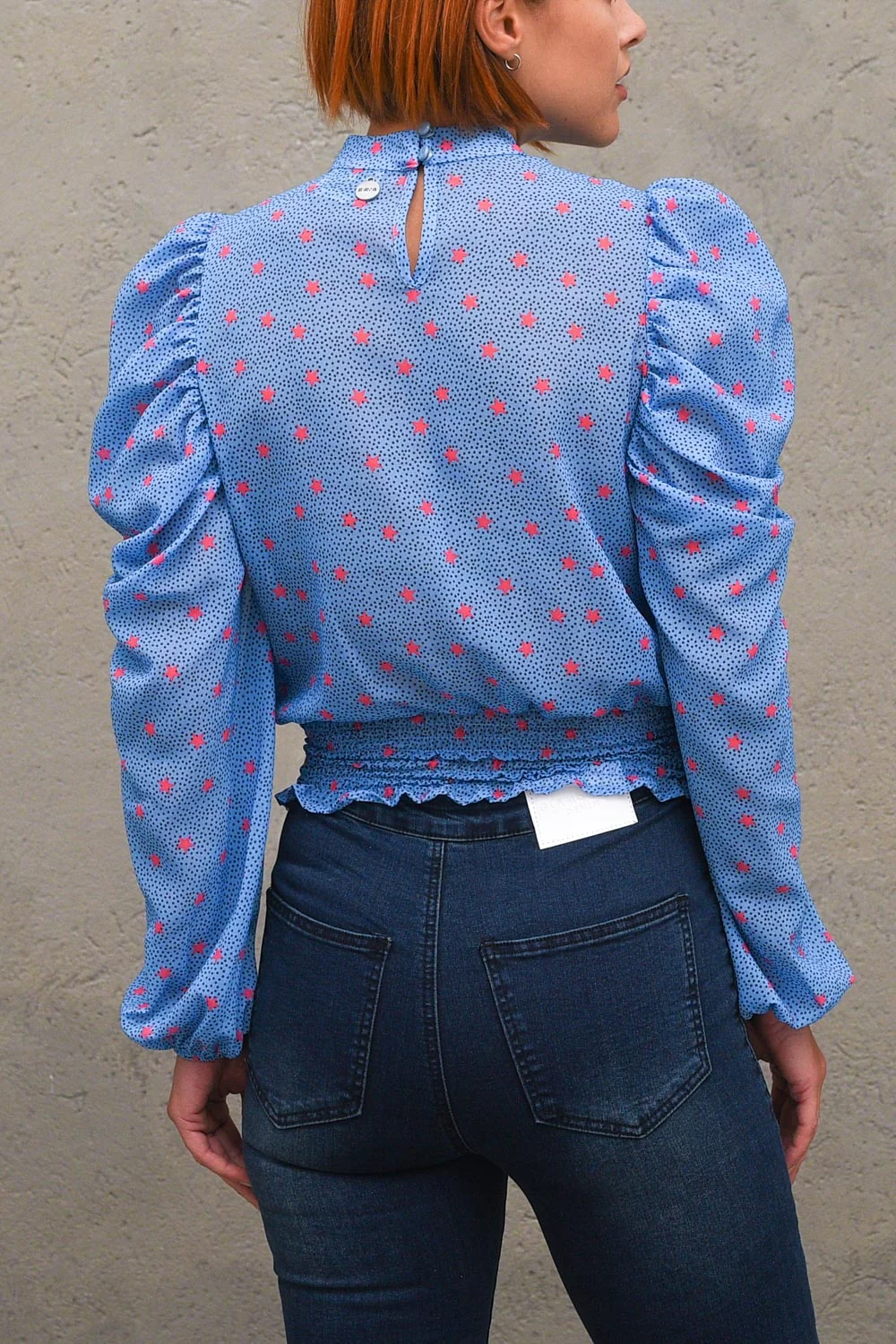 Casacca Fantasia Stelle - Azzurro/Fuxia - Image 4