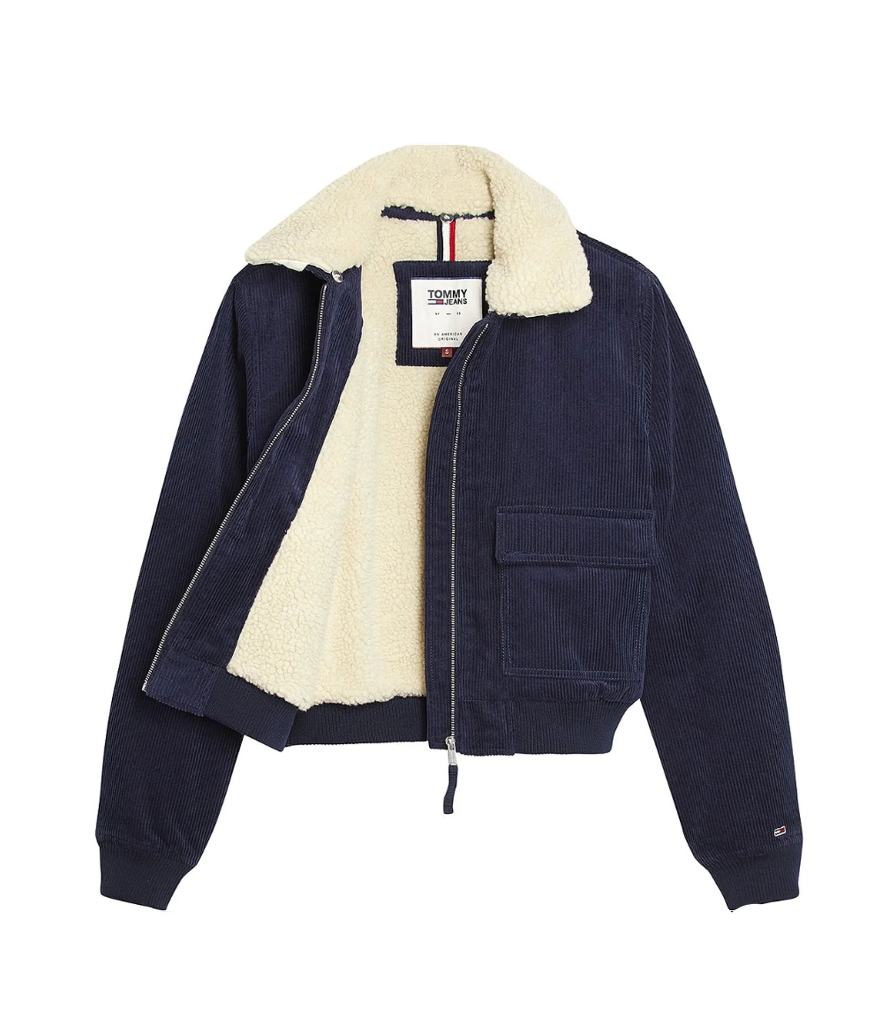 Tjw Cord Sherpa Collar Bomber -Cbk Black Iris - Image 3